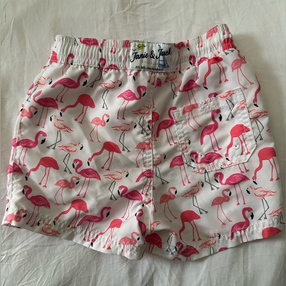 Janie and Jack boy’s flamingo board shorts for swimming or water play - Picture 3 of 5